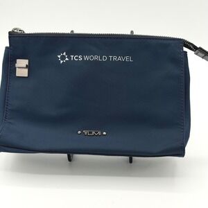 Tumi TCS World Travel Navy Nylon Cosmetic Pouch Bag Clutch Vacation Travel